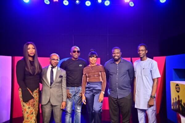 Media personality and NECLive8 host, Bolanle Olukanni; CEO, Huce Valeris, Henry Ekechukwu; actor and comedian, Bovi Ugboma; Nollywood Actor, Dakore Egbuson-Akande;  co-founder, Future Africa and Flutterwave, Iyin Aboyeji; and CEO, ID Africa (producers of NECLive), Femi Falodun during the eighth edition of the Nigerian Entertainment Conference (NECLive8) held in Lagos on Sunday, April 25, 2021.