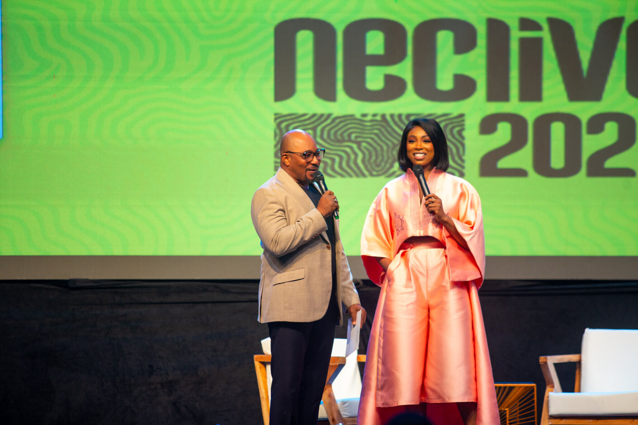 Bolanle Olukanni and Tee A, NECLive hosts