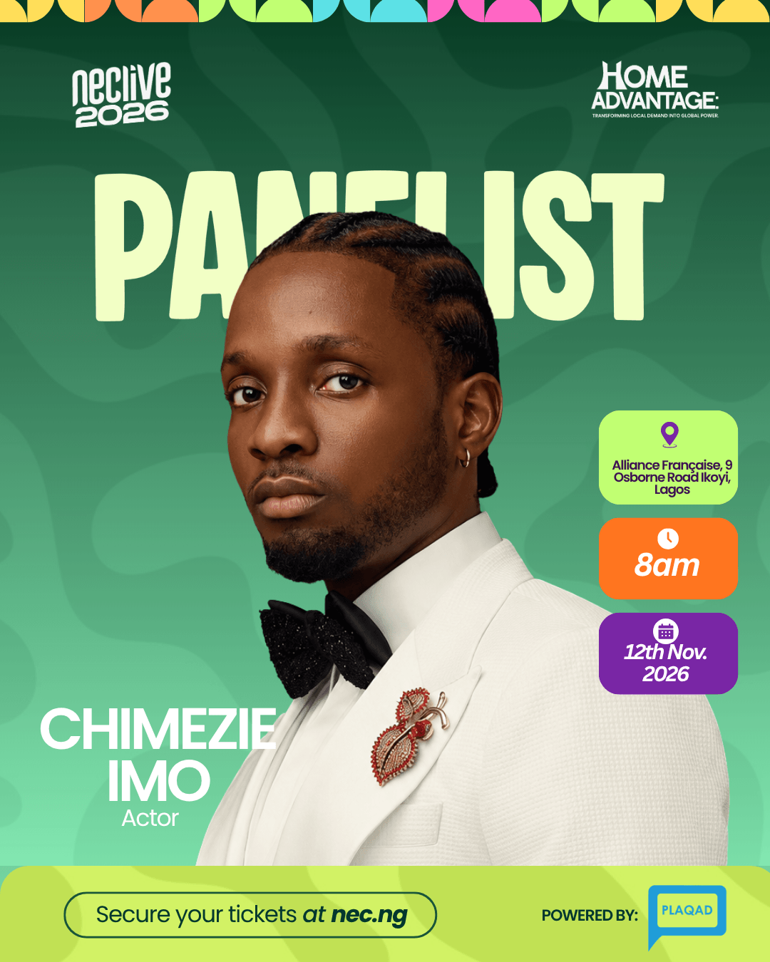 NECLive 2026 announcement artwork for Chimezie Imo